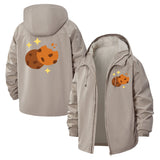 Sparkling Cookie Motif Unisex Full-Zip Printed Waterproof Hooded Windbreaker