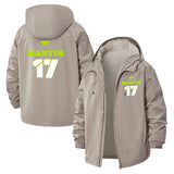 Bold Number Graphic Unisex Full-Zip Printed Waterproof Hooded Windbreaker