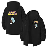 Stay Black Unisex Full-Zip Printed Waterproof Hooded Windbreaker
