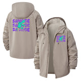 Savage Typography Unisex Full-Zip Printed Waterproof Hooded Windbreaker