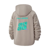 Futuristic Digital Graphic Unisex Full-Zip Printed Waterproof Hooded Windbreaker