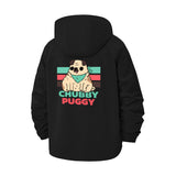 Chubby Pug Graphic Unisex Full-Zip Printed Waterproof Hooded Windbreaker