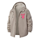 Heart Love Message Unisex Full-Zip Printed Waterproof Hooded Windbreaker