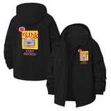 Cassette Tape Retro Unisex Full-Zip Printed Waterproof Hooded Windbreaker