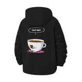 Text Me Coffee Cup Unisex Full-Zip Printed Waterproof Hooded Windbreaker