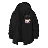 Text Me Coffee Cup Unisex Full-Zip Printed Waterproof Hooded Windbreaker