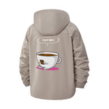 Text Me Coffee Cup Unisex Full-Zip Printed Waterproof Hooded Windbreaker