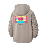 Retro Cassette Tape Unisex Full-Zip Printed Waterproof Hooded Windbreaker