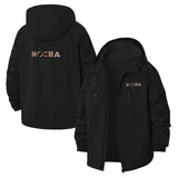 Typographic Mocha Unisex Full-Zip Printed Waterproof Hooded Windbreaker