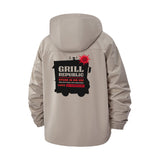 Grill Steak Humor Unisex Full-Zip Printed Waterproof Hooded Windbreaker