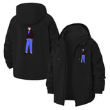 Stylized Figure Unisex Full-Zip Printed Waterproof Hooded Windbreaker