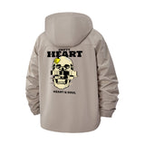 Empty Heart Skull Unisex Full-Zip Printed Waterproof Hooded Windbreaker