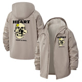 Empty Heart Skull Unisex Full-Zip Printed Waterproof Hooded Windbreaker