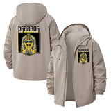 Pharaoh Egyptian Motif Unisex Full-Zip Printed Waterproof Hooded Windbreaker
