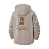 Cute Bear Motif Unisex Full-Zip Printed Waterproof Hooded Windbreaker