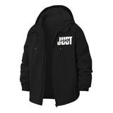 Just Enjoy Typographic Unisex Full-Zip Printed Waterproof Hooded Windbreaker