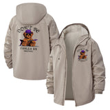 Edgy Teddy Bear Unisex Full-Zip Printed Waterproof Hooded Windbreaker