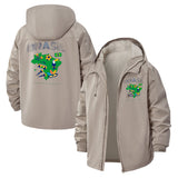 Brazil Soccer Map Unisex Full-Zip Printed Waterproof Hooded Windbreaker