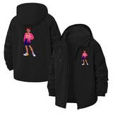 Playful Cartoon Girl Unisex Full-Zip Printed Waterproof Hooded Windbreaker