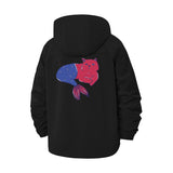 Whimsical Catfish Unisex Full-Zip Printed Waterproof Hooded Windbreaker