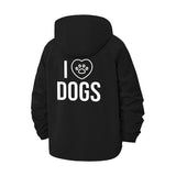 I Love Dogs Unisex Full-Zip Printed Waterproof Hooded Windbreaker