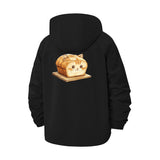 Cat Bread Loaf Unisex Full-Zip Printed Waterproof Hooded Windbreaker