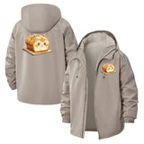 Cat Bread Loaf Unisex Full-Zip Printed Waterproof Hooded Windbreaker