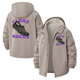 Clogs Rocks Unisex Full-Zip Printed Waterproof Hooded Windbreaker