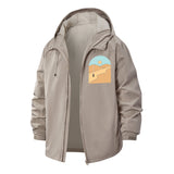 Minimalist Desert Landscape Unisex Full-Zip Printed Waterproof Hooded Windbreaker