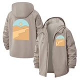 Minimalist Desert Landscape Unisex Full-Zip Printed Waterproof Hooded Windbreaker