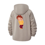 Sad Cartoon Character Unisex Full-Zip Printed Waterproof Hooded Windbreaker