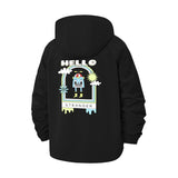 Hello Stranger Robot Unisex Full-Zip Printed Waterproof Hooded Windbreaker