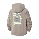 Hello Stranger Robot Unisex Full-Zip Printed Waterproof Hooded Windbreaker