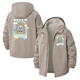 Hello Stranger Robot Unisex Full-Zip Printed Waterproof Hooded Windbreaker