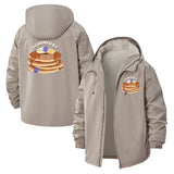 Powered by Pancakes Unisex Full-Zip Printed Waterproof Hooded Windbreaker
