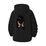 Mysterious Blindfolded Girl Unisex Full-Zip Printed Waterproof Hooded Windbreaker