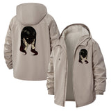 Mysterious Blindfolded Girl Unisex Full-Zip Printed Waterproof Hooded Windbreaker