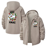 Festive Toilet Paper Unisex Full-Zip Printed Waterproof Hooded Windbreaker