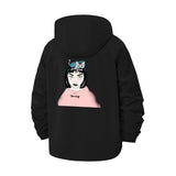 Horned Anime Girl Unisex Full-Zip Printed Waterproof Hooded Windbreaker