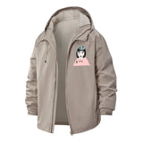 Horned Anime Girl Unisex Full-Zip Printed Waterproof Hooded Windbreaker