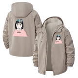 Horned Anime Girl Unisex Full-Zip Printed Waterproof Hooded Windbreaker