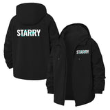 Starry Typographic Unisex Full-Zip Printed Waterproof Hooded Windbreaker