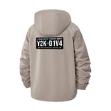 License Plate Motif Unisex Full-Zip Printed Waterproof Hooded Windbreaker