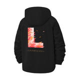 Leaf Motif Unisex Full-Zip Printed Waterproof Hooded Windbreaker