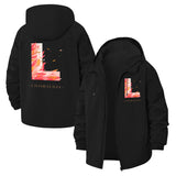 Leaf Motif Unisex Full-Zip Printed Waterproof Hooded Windbreaker