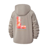 Leaf Motif Unisex Full-Zip Printed Waterproof Hooded Windbreaker