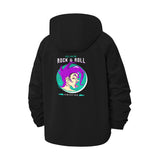 Retro Rock & Roll Unisex Full-Zip Printed Waterproof Hooded Windbreaker