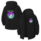 Retro Rock & Roll Unisex Full-Zip Printed Waterproof Hooded Windbreaker