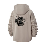 Astronaut Motif Unisex Full-Zip Printed Waterproof Hooded Windbreaker