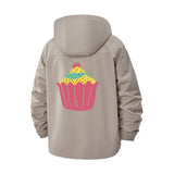 Cupcake Motif Unisex Full-Zip Printed Waterproof Hooded Windbreaker